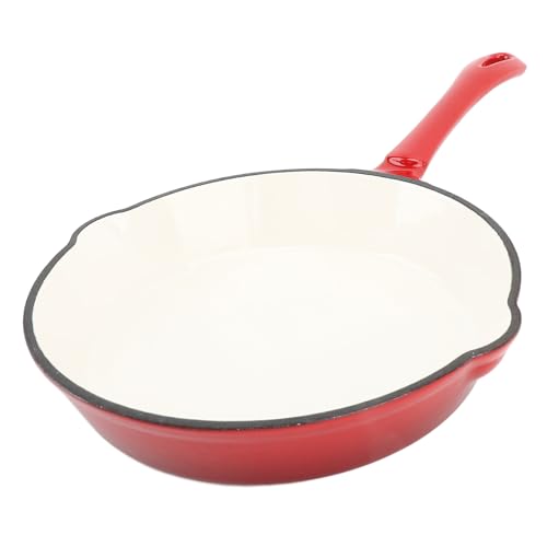 Fdit Sartén de Hierro Fundido Esmaltado, Sartén sin Palos Incluso Transferencia de Calor, Incluso Calentamiento para Uso Interior y Exterior, Compatible con Todas las (25CM)