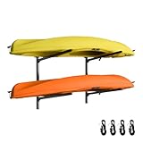 LXVOOEE Kayak Storage Rack Wall Mount, Heavy Duty Kayak Wall Mount for Garage and Outdoor Storage, Kayak Wall Rack Adjustable for Kayak, Canoe, Surfboard and Paddle Board, 2 Tier