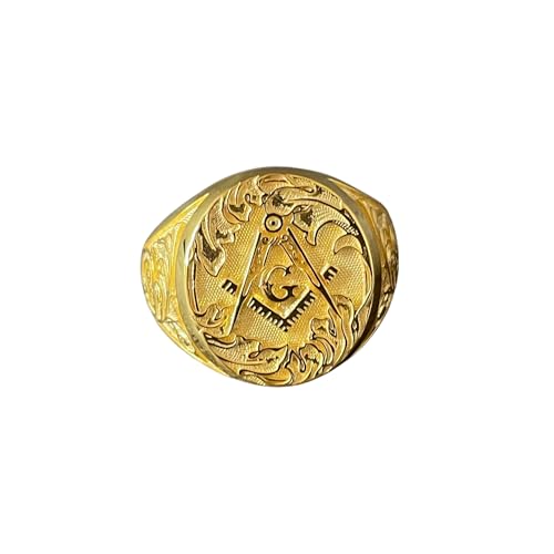 ATELIER DIVIN Freemason Ring, 10K,14K and 18K Real Gold Masonic Signet Ring, Handmade Men’s Masonry Ring, Unique Gold Ring, Graduation & Gift Ideas