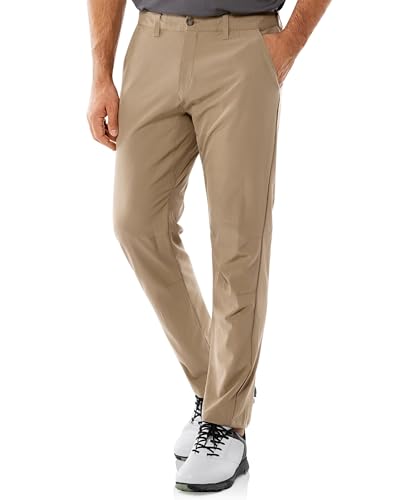 33,000ft Men's Golf Trousers Lightweight Golf Pants Stretch Quick Dry Breathable Work Causual Pants for Golfing with Pockets Light Khaki 36W*32L