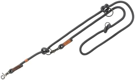 TRIXIE Hundeleine BE NORDIC V-Leine S–M, 2,00 m ø 8 mm in dunkelgrau/braun - verstellbare Hundeleine mit nordischem Charme - für kleine bis mittelgroße Hunde - 17221