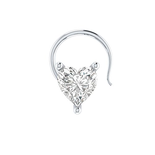 GEMSPARKLES 4mm Heart Shape Clear CZ Diamond in 925 Sterling Silver Solitaire Nose Pin Piercing Ring for Women, White (GEMNP531)