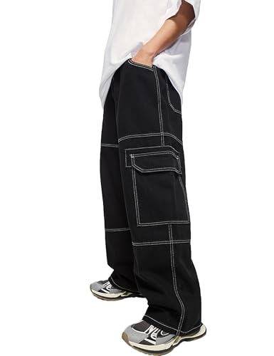 Denim Cargo Pants Y2k Baggy Jeans Gothic Punk Wide Leg Streetwear Oversized Relaxed Fit Jeans - Main Image
