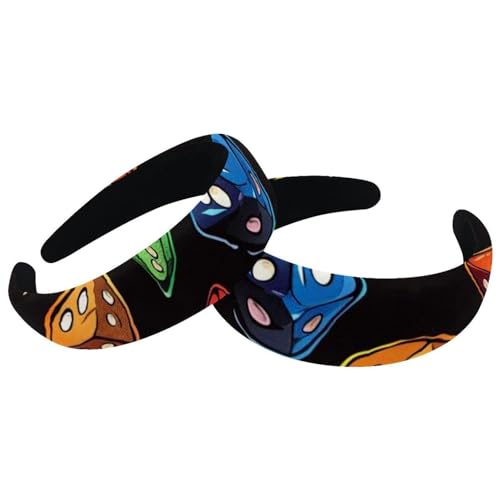 Confezione da 2 fasce larghe in poliestere per donne, con dadi RPG, alla moda, antiscivolo, accessori per capelli per ragazze e donne