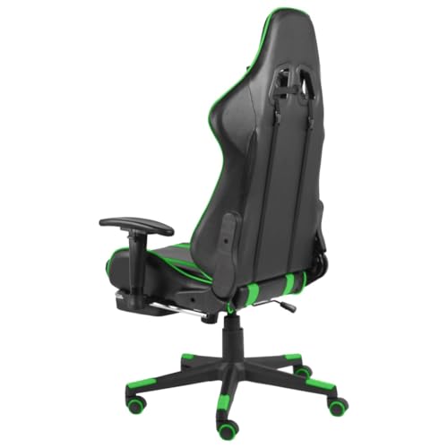 Sedia da Gaming Girevole con Poggiapiedi Poltroncina Relax Arredo Moderna Elegante Robusta Lavoro Relax Arredo Arredamento Casa Verde in PVC - Sedia gaming - Immagine 3