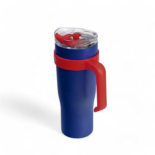 Image of The Memory Company Officially Licensed 46oz Team Color Slim Tumbler with Straw and Handle, New York Giants