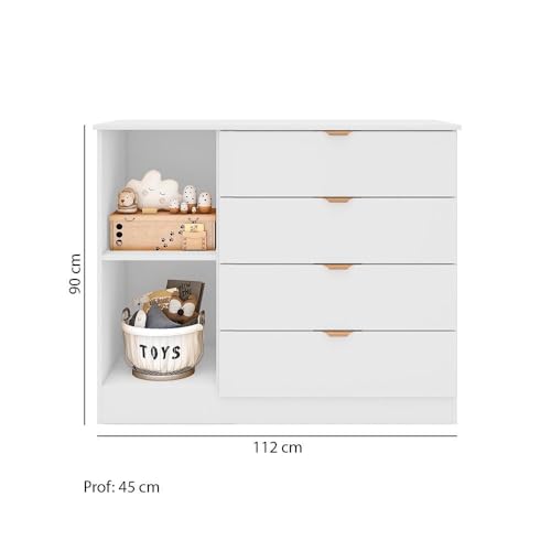 Cômoda Sapateira Infantil Ayla Branco Acetinado Phoenix Baby