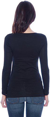 Active Basic Women's Basic Scoop Neck Tops,Medium,2 Pack - Black, Navy #TOP2