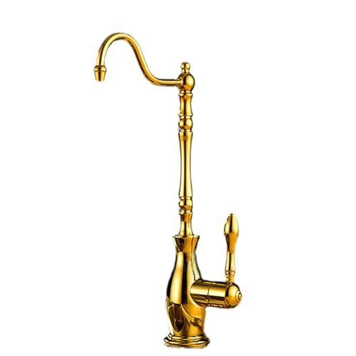 Robinet de cuisine en cuivre rétro or avec filtre intégré purificateur