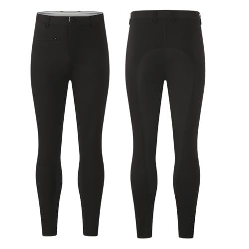 Men's Breeches Full Seat Equestrian Pants for Horseback Riding White Black Horse Riding Trousers Clothes Equipment (US, Numeric, 34, Regular, Regular, Black)