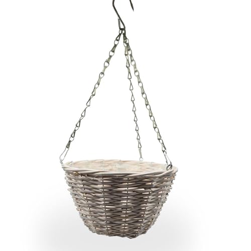 Vaso per fiori | 25 cm, in vimini, metallo | naturale | vimini intrecciato, vaso decorativo fiori e piante, vaso