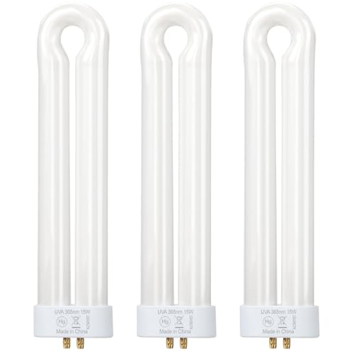 15W Bug Zapper Light Bulb Compatible with Black Flag BZ-15 BB-15WHT, for Hemiua T6, T8, T9, for Flowtron BK-15D, for Stinger B1515 FP15 UV15 & Most U Shaped Twin Tube Bulbs with 4-Pin Base, 3 Pack