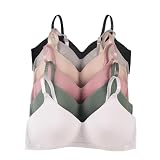 6 Pieces No Wire Full Cup Plain/Lace Light Padded Wire Free Bra A/B/C/D/DD 34B
