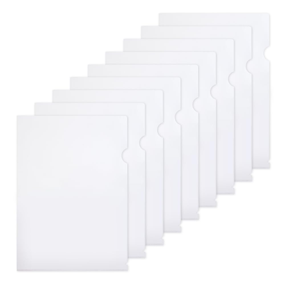 M&G Plastic Clear Document File Folders- 100 Pack L-Type Folders Copy Safe Project Pockets A4 Letter Size Paper Sheet Protectors for Office School