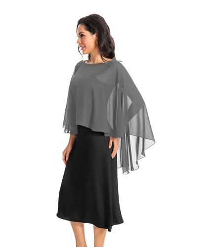 Image of Baoqiya Chiffon Capes Sheer Capelets Long Cape Poncho For Women Plus Size