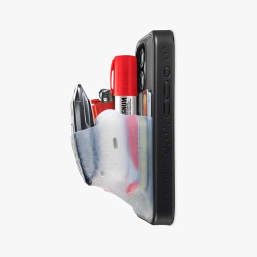 Ninja Labs Flex Pouch Phone Case (Stretches to Hold 30+ Cards, Airpods, Lip Balm, Car Key & Cash) (Black/Clear, iPhone 13 PRO) by Ninja Labs - Used condition - US$14.81