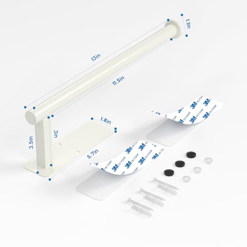Image of ASTOFLI Paper Towel Holder Under Cabinet No Drilling, Self Adhesive Paper Towel Holder Wall Mount for Kitchen Rack, Under Counter Napin Holder No Drill, RV, 304 Stainless Steel, White