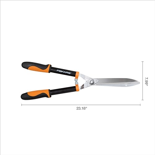 Image of Fiskars 23-Inch Power-Lever Hedge Shears, Self-Sharpening Precision-Ground Steel Blades, For Trimming /Shaping Hedges and Shrubs in Your Garden, Lawn and Yard Tools, Black /Orange