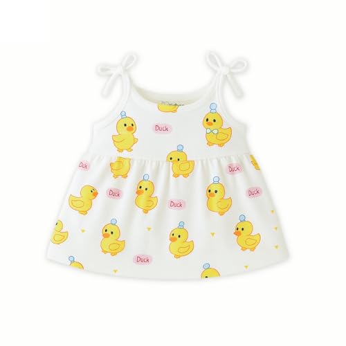 Image of Kidbea Cotton Baby Dress for Girls | Soft Sleeveless Summer Dress for Girl | Cute Printed Newborn Baby Muslin Frocks with Tie-Up Closure
