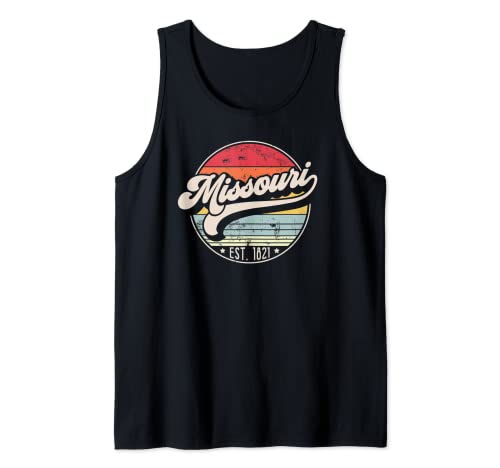 Retro Missouri Home State MO Cool 70s Style Sunset Camiseta sin Mangas