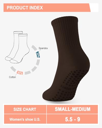 Aoliks- Meias de Pilates Grip para mulheres, meias marrons de ioga para Barre Hospital Sticky Slippe