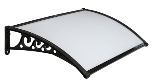 Image of CHENNAI Window Blinds and Shades DIY Polycarbonate Awning (Engineered Plastic Brackets) Window Sunshade Door Weather Shed Rain Canopy Awnings - 4'Widthx3'Depth (Black Brackets & White Sheets)