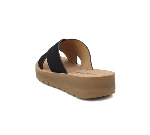 Soda LUCY ~ Women Open Toe Flatform Platform Crisscross Band Upper Fashion Slide Sandals (Black, 6.5) - Image 3
