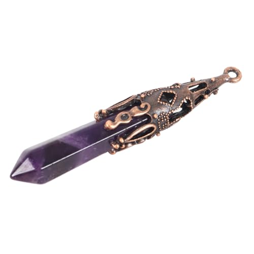 Ubric Péndulo de Cristal de Piedras Preciosas, Hexagonal, Vintage, Cristal, para Dowsing Rod Reiki, Fortune, Telling Wiccan Meditation (Amatista)