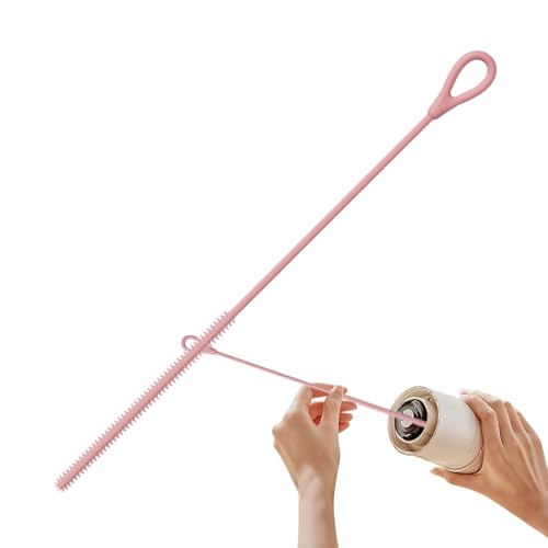 Brosse de paille - Brosse de nettoyage de paille, 9,84 pouces Brosse en bouteille pour le nettoyage - Poignée en silicone longue avec têtes de 6 mm et 9 mm pour une hygiène de tube réutilisable, idéal