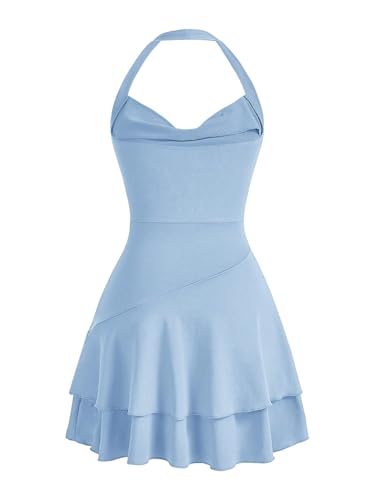 Robe mini dos nu à volants SweatyRocks pour femme pour l'été - 2