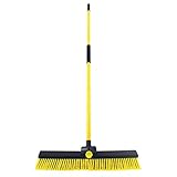 CHARLES BENTLEY 24" Bulldozer Broom, Heavy Duty Garden Broom, Dual PVC Stiff Bristles, Telescopic Handle, Snow, Leaves, Bark, Tile, Outdoor Cleaning, Comfortable Foam Grip (60x6x144cm)