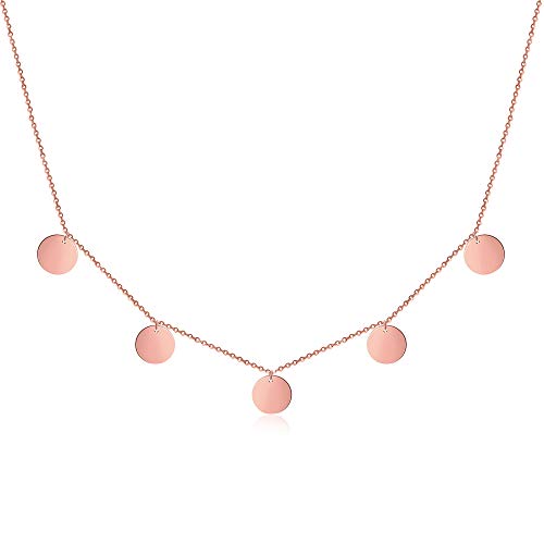 Good.Designs ® Damenkette Multicoin für Frauen | Mädchen roségold roségoldene Kette Halskette roségoldfarben rund Damenhalskette Damenkette Damenschmuck