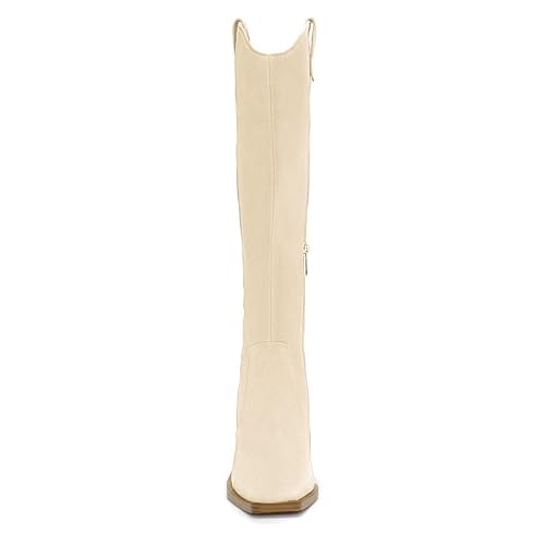 Womens Side Zipper Knee High Boots Chunky Block Heel Square Toe Comfortable Long Boots #TOP3