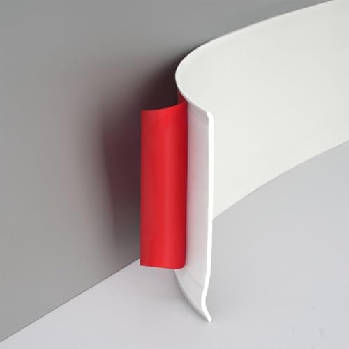 White PVC Skirting Board Trim Self-Adhesive,Flexible Skirting Boards Covers,Peel and Stick Wall Base Board Moulding Strip,Baseboard Molding Tape(3 Meters L,5.4cm W)