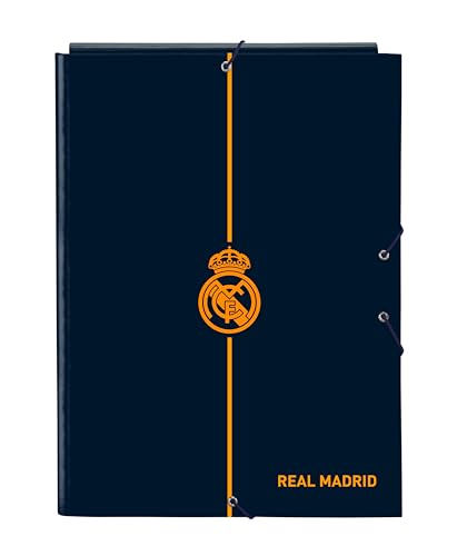 Classeur Real Madrid 2ème équipe 24/25 à 3 rabats élastique bleu marine 26x36,5 cm