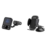 Scosche SBTFM1-XCES0 Select Bluetooth 5.0 Car Kit FM Transmitter with Adjustable Neck & SUHWD-XCES0 Select Windshield or Dashboard Suction Cup Phone Mount Holder for Car with Adjustable Locking Lever