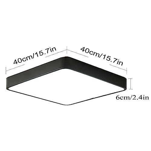 Ganeed Led Ceiling Light Flush Mount,24W 12-Inch Modern Ceiling Lamp Fixture Square,6500K Cool White Energy Saving Lighting Fixture For Living Bathroom Dining Room,Black #TOP4