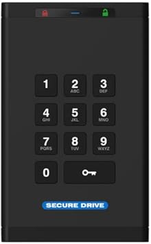 SecureData SecureDrive KP 8TB SSD Hardware Encrypted USB 3.0 External Drive FIPS 140-2 Level 3 Unlock via Keypad TAA Compliant, CJIS, HIPAA, CMMC, GDPR Compliant, Works with Mac and Win Free AV