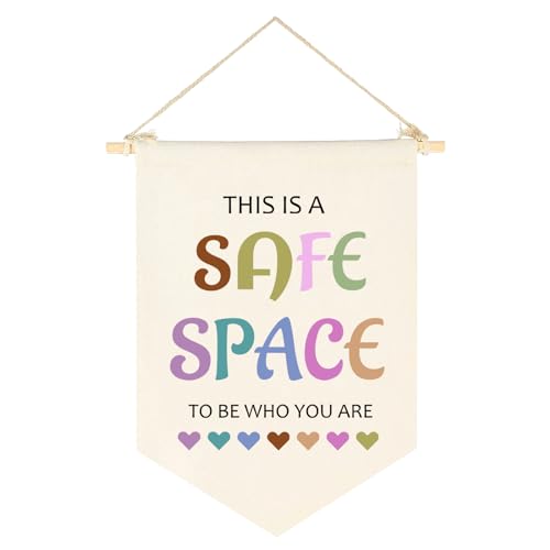 Image of Safe Space Wall Hanging, Therapy Office Wall Decor, Counseling Banner, School Counselor Office Wall Decor, Classroom Decor, School Psychologist, Mental Health Banners (10)