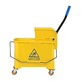SAMGER S Commercial 5 Gallon 21 Quart Mop Bucket with Wringer on Wheels 16.92”x 11.02”x 27.55” Porta