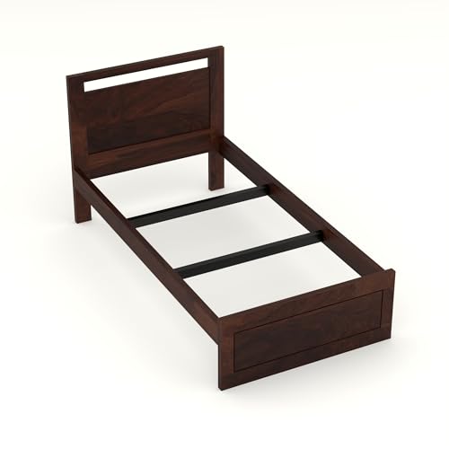 Image of Solid Sheesham Wooden Bed 6X4 Bed Single Bed Without Storage for Bedroom - Single Cot Wooden BedSingle Size for Living Room Guest Room - 12 Month Warranty (Theo Walnut)