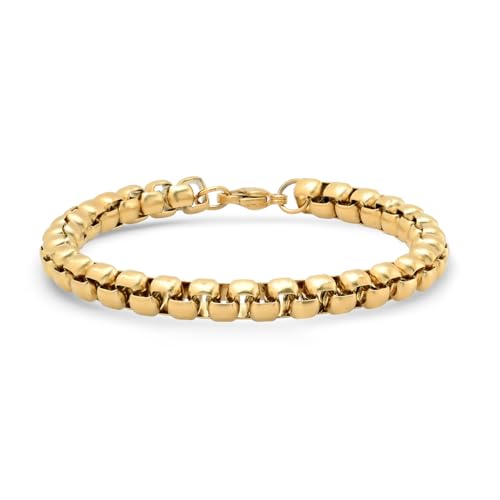 Pulsera para hombre acero y baño de oro 18K miniatura 1