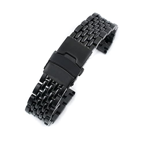 StrapHabit Beads of Rice - Correa para reloj de acero inoxidable (18 mm, 19 mm, 20 mm, 21 mm, 22 mm, 24 mm), 22mm, Sin piedras preciosas StrapHabit Beads of Rice - Correa para reloj de acero inoxidable (18 mm, 19 mm, 20 mm, 21 mm, 22 mm, 24 mm), 22mm, Sin piedras preciosas