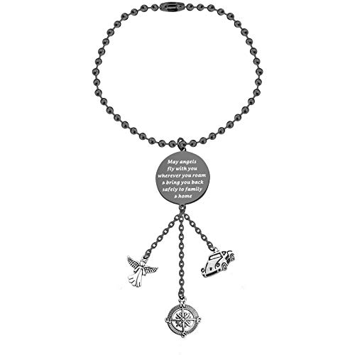 bobauna Guardian Angel Cross Car Charm Mirror Accessories Ornaments Car Interior Rearview Mirror Pendant Car Interior Decoration New Driver Drive Safe Gift Driver Gift (Safely Home car Charm Black)