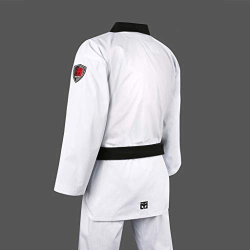Image of MOOTO Korea Taekwondo BS4.5 Basic Uniform WT Logo White BK V-Neck MMA Martial Arts Karate Demonstration Team Gym School