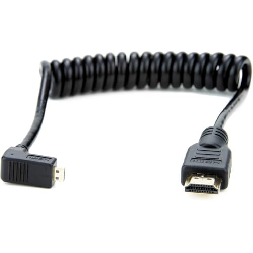 Atomos 11.81"/30cm Coiled Right Angled Micro HDMI to Straight Full Size HDMI Cable for Ninja Star Recorder