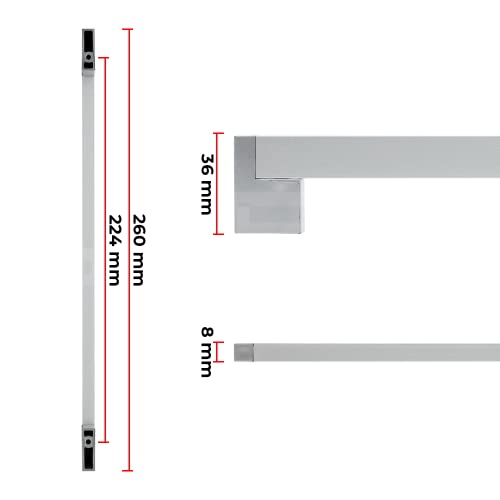 Kit Com 3 Puxadores Linea De Alumínio Gavetão Armário 224 mm (Cromado Fosco)