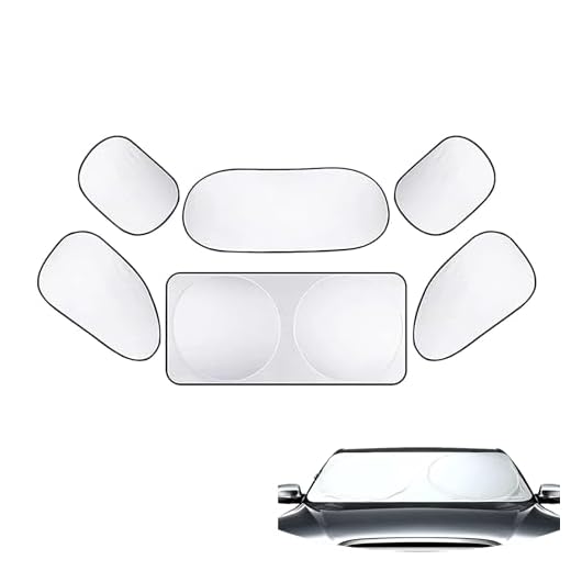 Shakas Kit de para-sol para janela de 6 peças, protetor solar, isolamento térmico, proteção de privacidade, revestimento de pano prateado, acessório essencial para redução de calor de verão, adequado