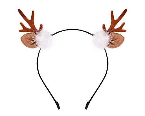 SCSpecial Deer Antler Headband Reindeer Hair Band Fawn Horn Hair Clasp Accessories for Christmas Costumes Decorations (Light Brown)