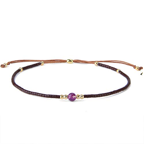 KELITCH Neue Achat Perlenarmbänder Saatperle Friendship Armbänder für Damen - Beige